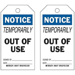 Brady Notice Tag,7 in H,4 in W,Polyester,PK10  86478