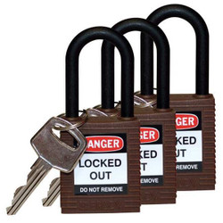 Brady Lockout Padlock,KA,Brown,1-3/4"H,PK3 123339