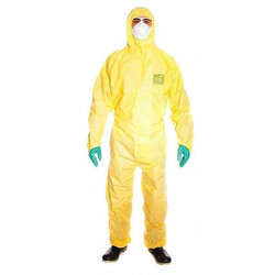 Ansell Hooded Coveralls,4XL,Yellow,PE,PK25 682300PLUS