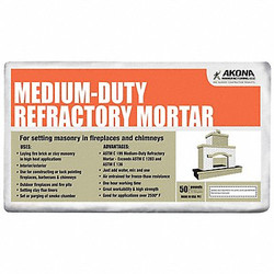 Akona Refractory Mortar,50 lb,Bag,Gray 104319