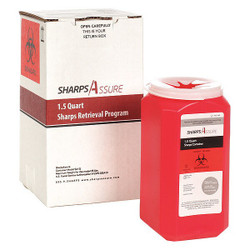 Sharps Assure Sharps Container,3.75"W,1.5 qt.,Snap Lid SA1Q