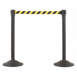 Us Weight Barrier Post with Belt,HDPE,Black,PK2 U2000CYB