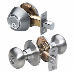 Master Lock Knob Lockset,Biscuit Style,Satin Nickel BCC0615KA4S