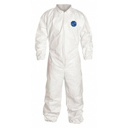 Dupont Collared Coverall,Elastic,White,4XL,PK25  TY125SWH4X0025NF