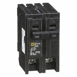 Square D Circuit Breaker,100A,Plug In,120/240V,2P HOM2100