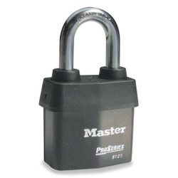 Master Lock Keyed Padlock, 7/8 in,Rectangle,Black 6125