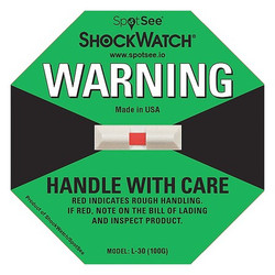 Shockwatch G-Force Indicator Label,100G,PK50 20100