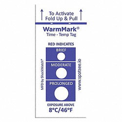 Warmmark Temperature Indicator Label,Heat,PK100 WM 8/46