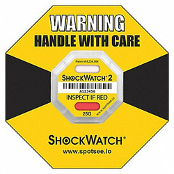 Shockwatch G-Force Indicator Label,25G,PK50 48000K