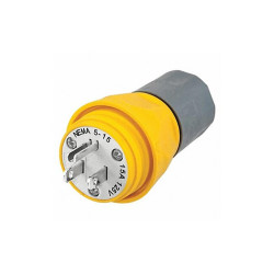 Hubbell Wiring Device-Kellems Watertight Strt Plg,Yllw,15 A,Stnd,5-15P HBL14W47A