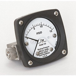 Midwest Instrument Pressure Gauge,0 to 15 psi 120-AA-00-OO-15P