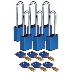 Brady Lockout Padlock,Blue,1-1/2" W Body,PK6 ALU-BLU-76ST-KD6PK