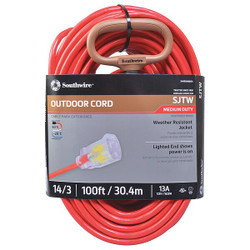 Southwire Extension Cord,14 AWG,125VAC,100 ft. L 2489SW8804