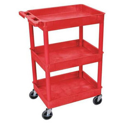 Manufacturer Varies Utility Cart,300 lb. Cap.,PE,3 Shelves RDSTC111RD