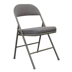 Sim Supply Padded Folding Chair,Gray/Beige,300 lb.  13V426