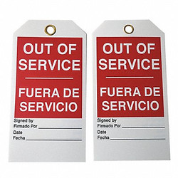 Sim Supply Out Of Svce Bilingual Tag,3/8 In,PK100  8XCV1