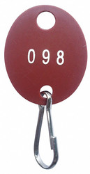Sim Supply Key Tag Numbered 101 to 200,Red,PK100  33J884
