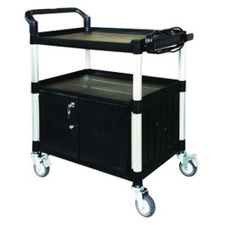 Sim Supply Cart with Cabinet,37-3/16 in. H,Black  45NP02