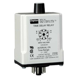 Dayton SinFunTimeDelayRelay, 120VAC/DC, 8Pins 1EGC9