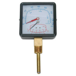 Sim Supply Boiler Gauge,Square,0-75 PSI,60 to 260 F  4CFC8