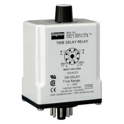 Dayton SinFunTimeDelayRelay, 120VAC/DC, 8Pins 1EGB4