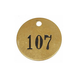 Sim Supply Numbered Valve Tag,Brass,1 1/2in H,PK25  1F028
