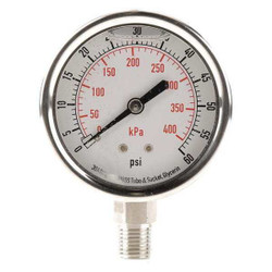 Sim Supply Pressure Gauge,Liquid Filled,2-1/2 In  4CFH3