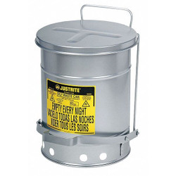 Justrite Oily Waste Can,21 Gal.,Steel,Silver 09704