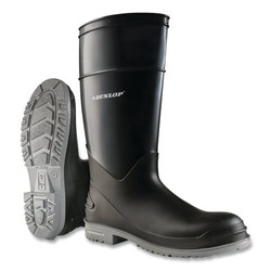 PolyGoliath Rubber Boots, Plain Toe, Men's 10, 16 in Boot, Polyblend/PVC, Black/Gray
