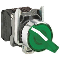 Schneider Electric SelectorSwitch,Illum,2Pos,22mm,Green XB4BK123B5