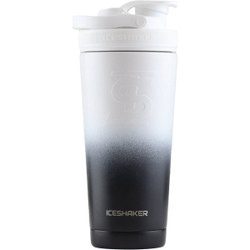 Ice Shaker 26 Oz. Black/White Ombre Insulated Vacuum Bottle & Shaker