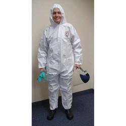 International Enviroguard Hooded Coverall,Elastic,White,XL,PK25  8015-XL