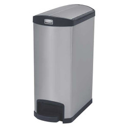 Rubbermaid Commercial Trash Can,Rectangular,13 gal.,Silver  1901993