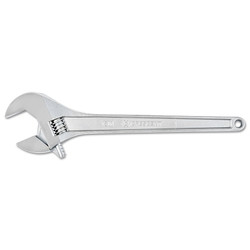 Adjustable Chrome Wrench, 24 in OAL, 2-7/16 in Opening, Chrome Plated, Tapered Handle