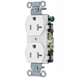 Bryant CRS20W Commercial Grade Duplex Receptacle 20A 125V White Side Wired