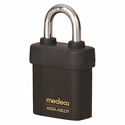 Medeco Keyed Padlock, 5/16 in,Square,Black 5451500-T-26-DL-S
