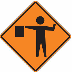 Lyle Flagger Symbol Traffic Sign,30" x 30"  W20-7A-30HA