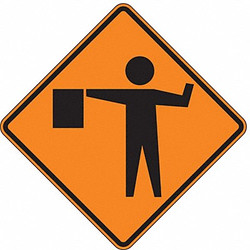 Lyle Flagger Symbol Traffic Sign,30" x 30" W20-7A-30HA