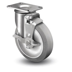 Colson Plate Caster,Swivel,Rubber,4 1/8"H 2.03356.42 BRK1