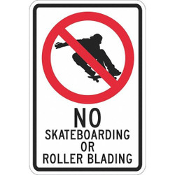 Lyle Rflctv No Skateboards Sign,18x12in,Alum T1-1239-EG_12x18
