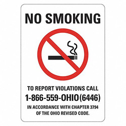 Lyle No Smoking Sign,7x5in,Reflctv Sheet,PK2 LCU1-0192-ED-PK2_5x7