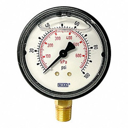 Wika Pressure Gauge ,2-1/2" Dial Size,Bottom 113.13.25.100.L