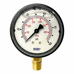 Wika Pressure Gauge ,2-1/2" Dial Size,Bottom  113.13.25.100.L