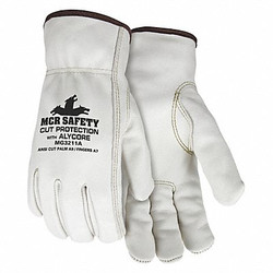 Mcr Safety Leather Gloves,Beige,L,PR MG3211AL