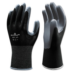 370B General Purpose Nitrile Coated Fingers/Palm Gloves, Large, Black/Gray