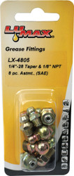 8 pc. Astmt., (SAE), 1/4"-28 Taper & 1/8" NPT LX-4805