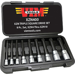 9 Pc. 4" Long XZN Triple Square Driver Set, S2 Stainless Steel XZN400