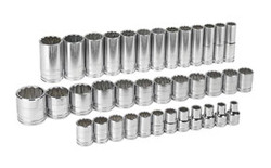 37 pc. Metric 12 Pt. Standard & Deep Socket Set, ½” Dr. 80730