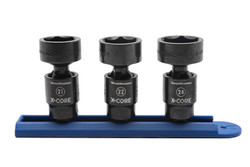 3 Pc. 3/8" Drive 6 Point Standard X-CORE Pinless Universal Impact Metric Socket Set 84976
