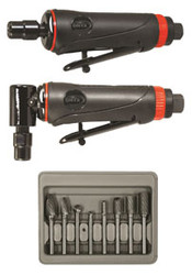 ONYX 3 Pc. Die Grinder Kit with 8 Pc. Double Cut Carbide Rotary Burr Set 219